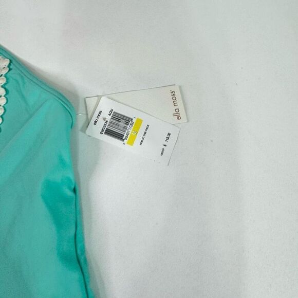Ella Moss One Piece Swimsuit Womens Medium New Sea Green Halter Lace Beach - Picture 2 of 9